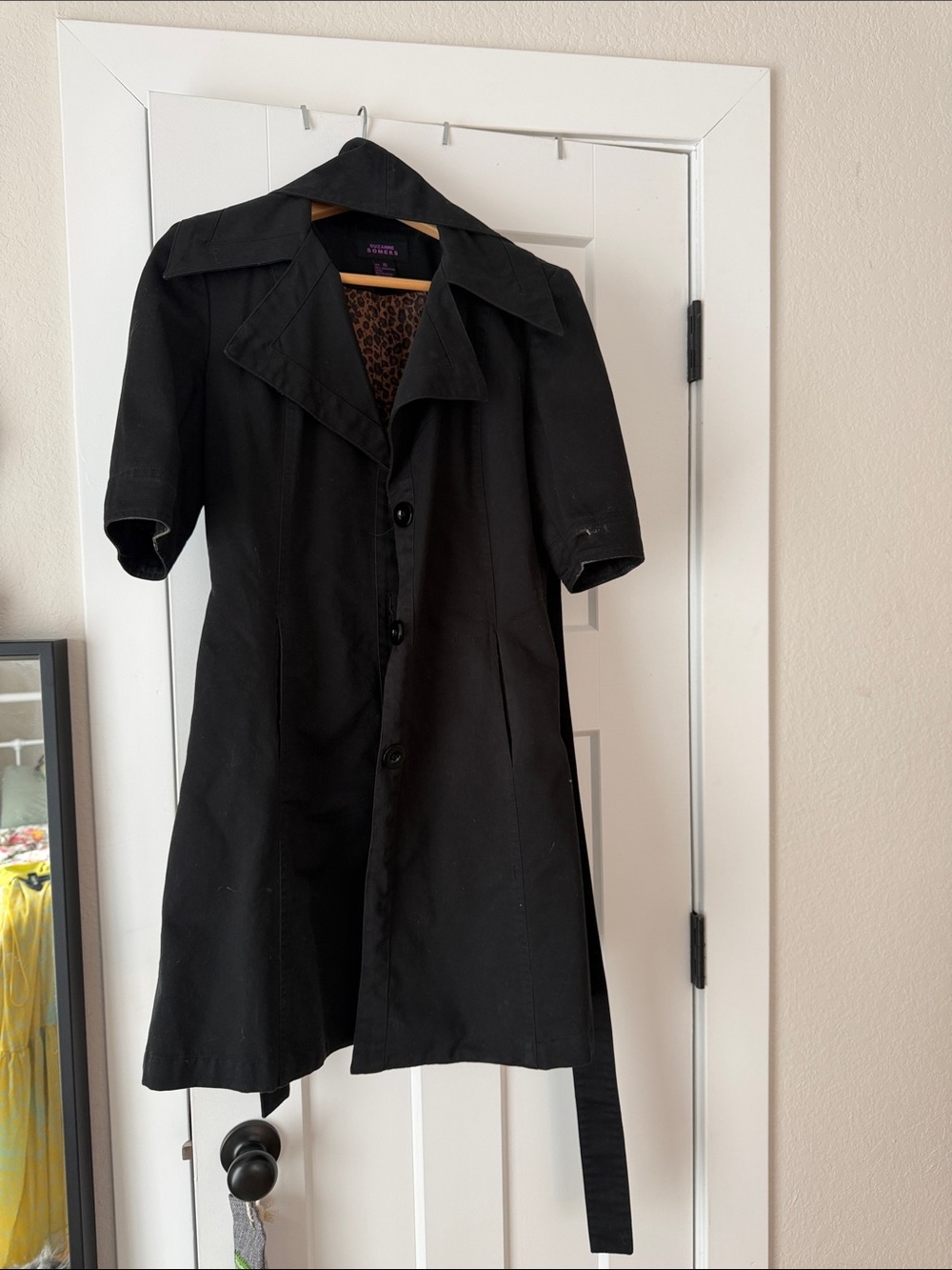 Vintage Suzanne Somers Black Short-Sleeve Trench Coat